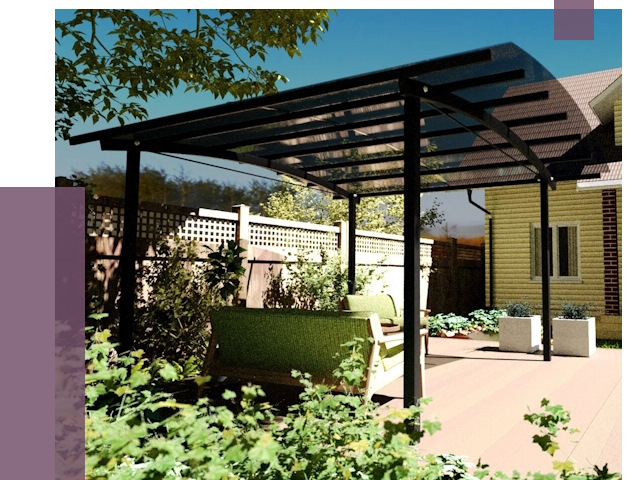 Навесы для террасы в Лобне от 13166 руб. под ключ | ПРОЛЁТ-Лбн