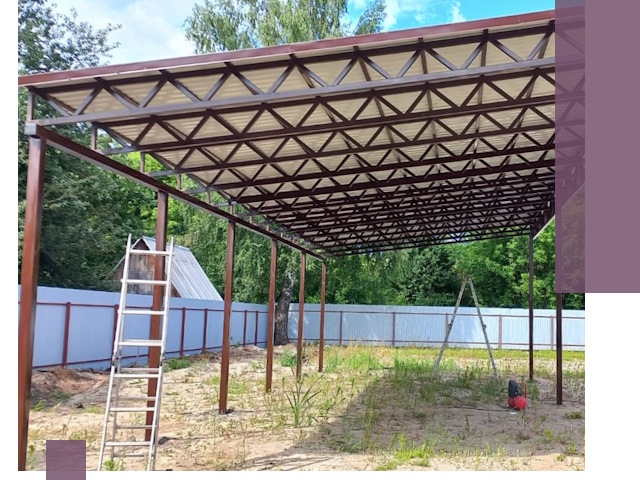 Односкатные навесы под ключ в Лобне — изготовление и монтаж