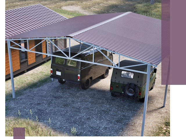 Двускатные навесы под ключ в Лобне — изготовление и монтаж